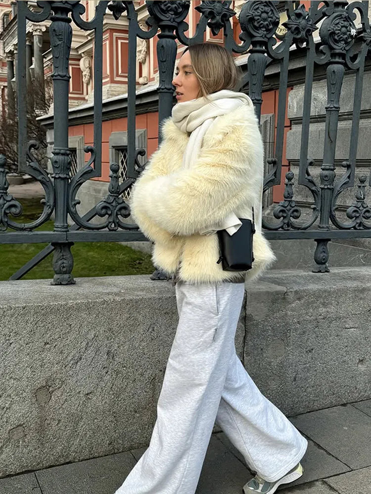 Yellow Faux-Fur Jacket