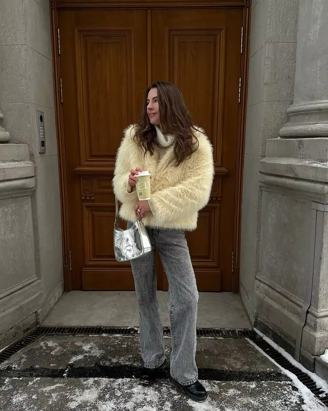 Yellow Faux-Fur Jacket