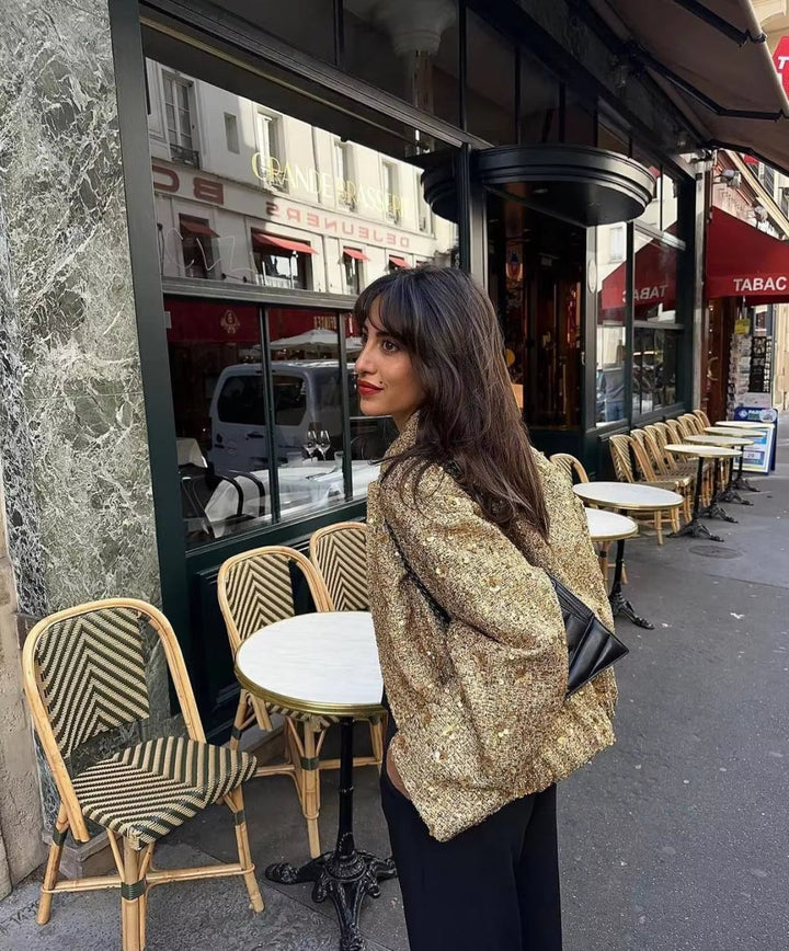 Sequined Glitter Bomber Jacket