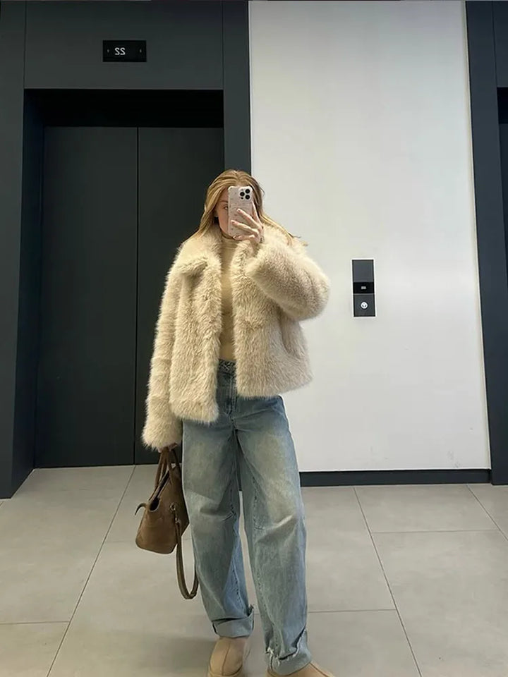 Yellow Faux-Fur Jacket