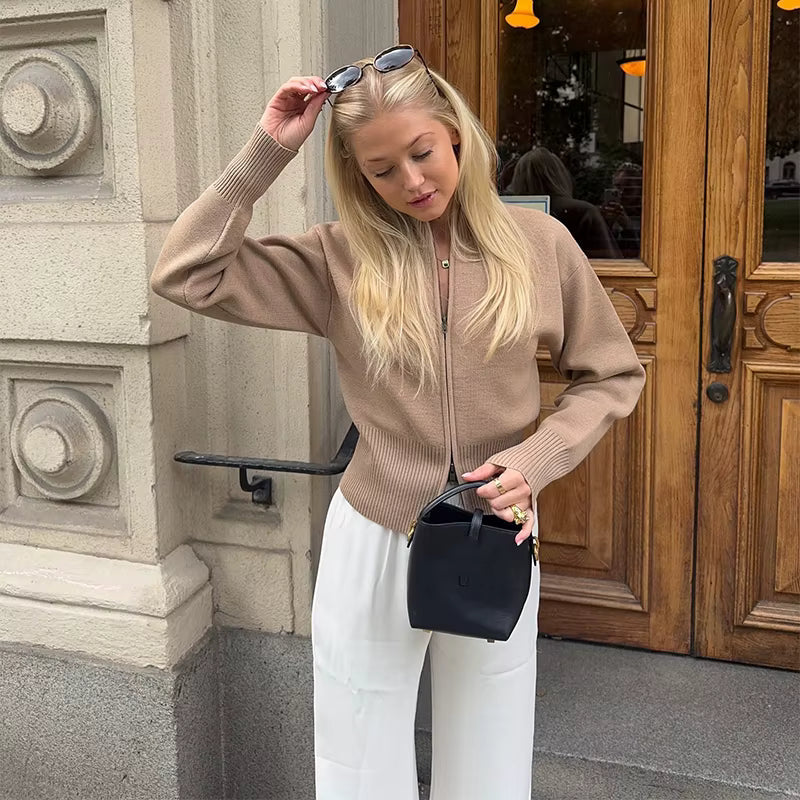 Slim Fit Cardigan With Zip