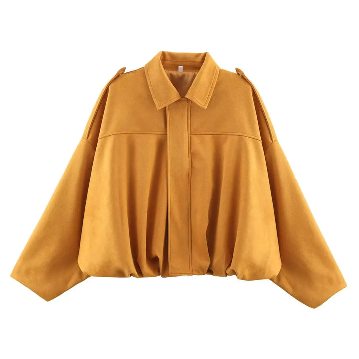Suede-Texture Bomber Jacket