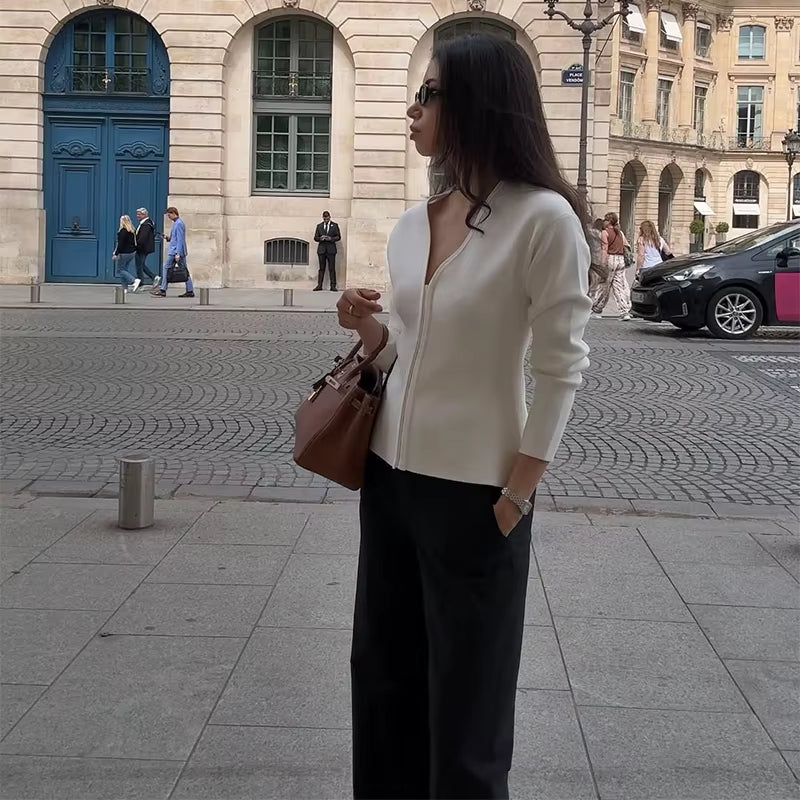 Slim Fit Cardigan With Zip