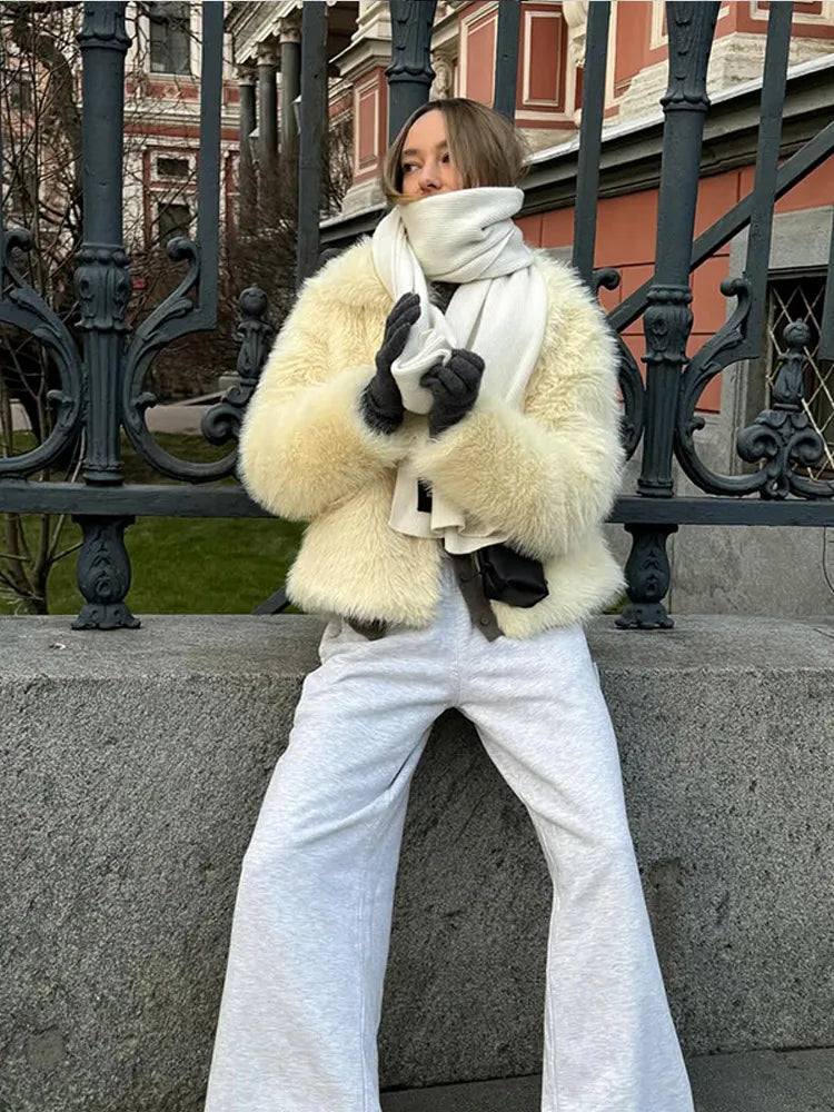 Yellow Faux-Fur Jacket